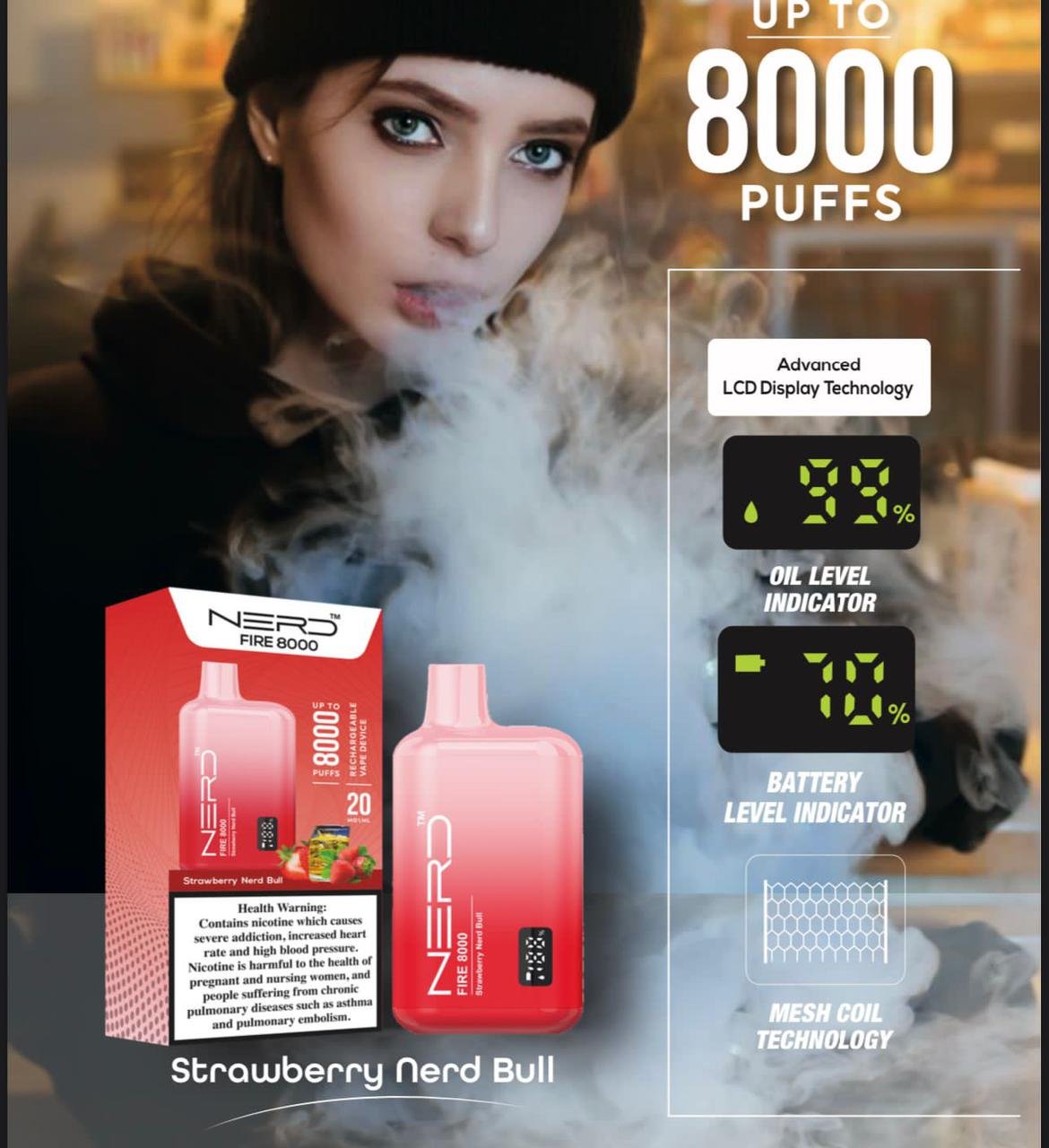 Nerd Fire 8000 Puffs Disposable Vape Dubai Vape Bar